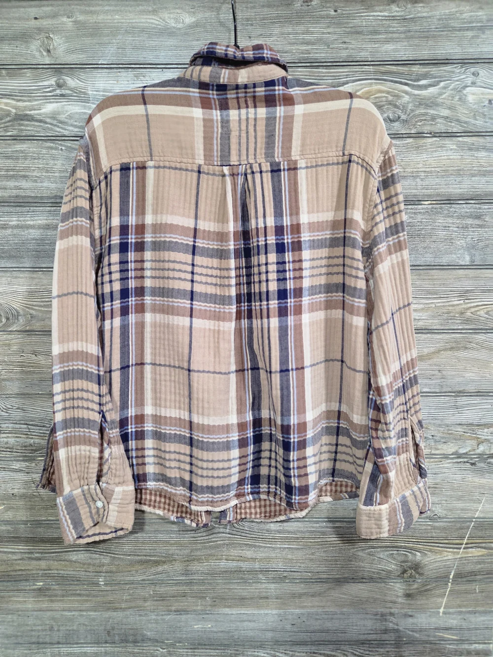 Aerie Women's Size Large Plaid 2 Piece 100% Cotton Shirt Shorts Lounge Set